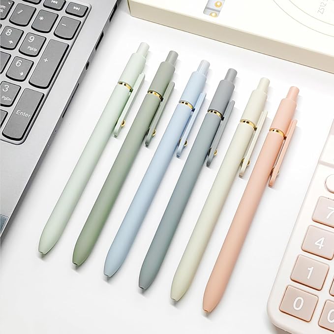 UIXJODO 12 Pcs Gel Pens 0.5mm Quick Dry Black Ink Pens Fine Point Smooth Writing Pens, Cute Office and School Supplies Gifts for Women Teacher Students (12 Pcs Morandi and Vintage Gold)