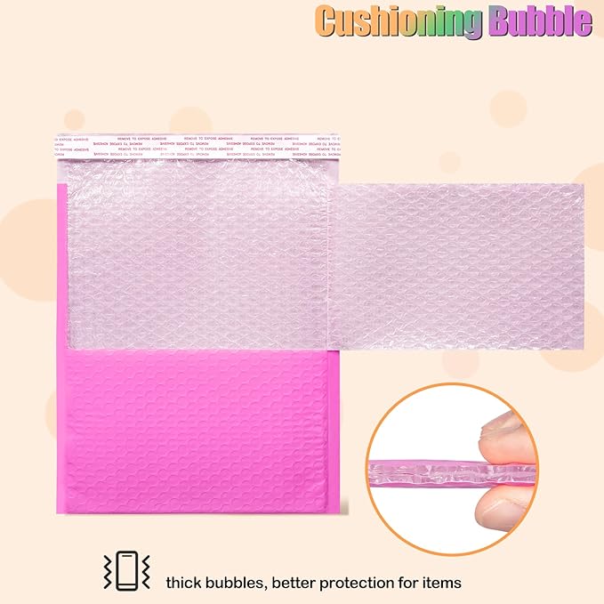 8.5x12 Inch Bubble Mailers 40 Pack, Self Seal Padded Envelopes for Small Business, Waterproof Shipping Bags, Hot Pink
