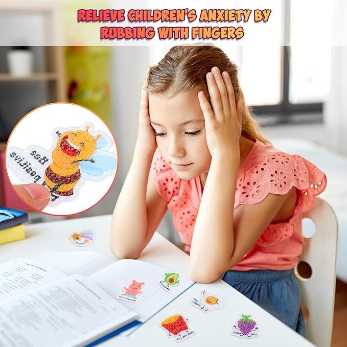 50 Pcs Anxiety Sensory Stickers Calm Stickers Reusable Sensory Strips Adhesive Textured Strips Toys Stress Anxiety Relief Items for Adult Teen Classroom Desk Office Fidget Supplies (Inspiration)