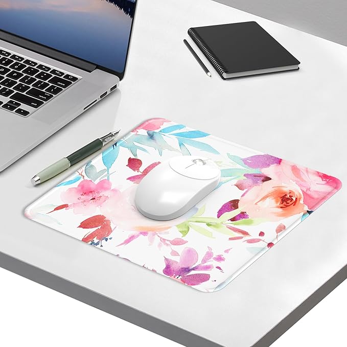 eulps Mouse Pad with Stitched Edge, Multiple Patterns Computer Mouse Pads with Non-Slip Rubber Base, Washable Cloth Mousepad, for Gaming, Laptop, PC (Pastel Bloom)