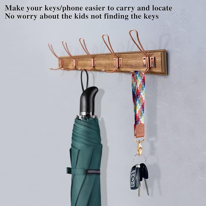 Fishent Stretchy Wristlet Keychain,Braided Cute Wrist Lanyards for Keys, Key Chain Holder for Women Men, Wrist Strap Keychain for Car Keys Phone Camera Wallet ID Badges Card (Rainbow)