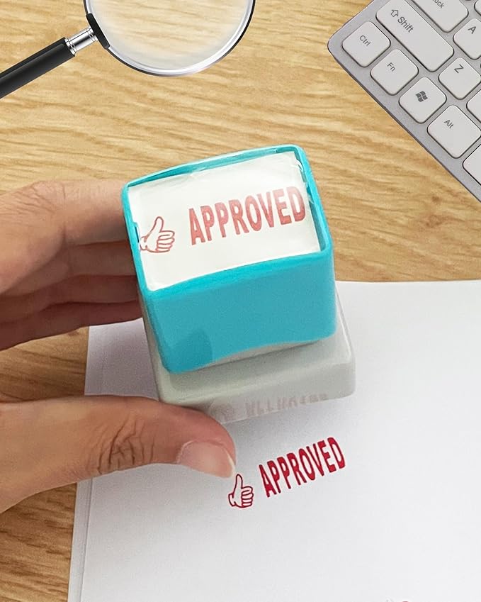 WAFJAMF Approved Stamp–Pre-Inked Rubber Stamp Red Ink Office Stamp Message Stamp-Medium