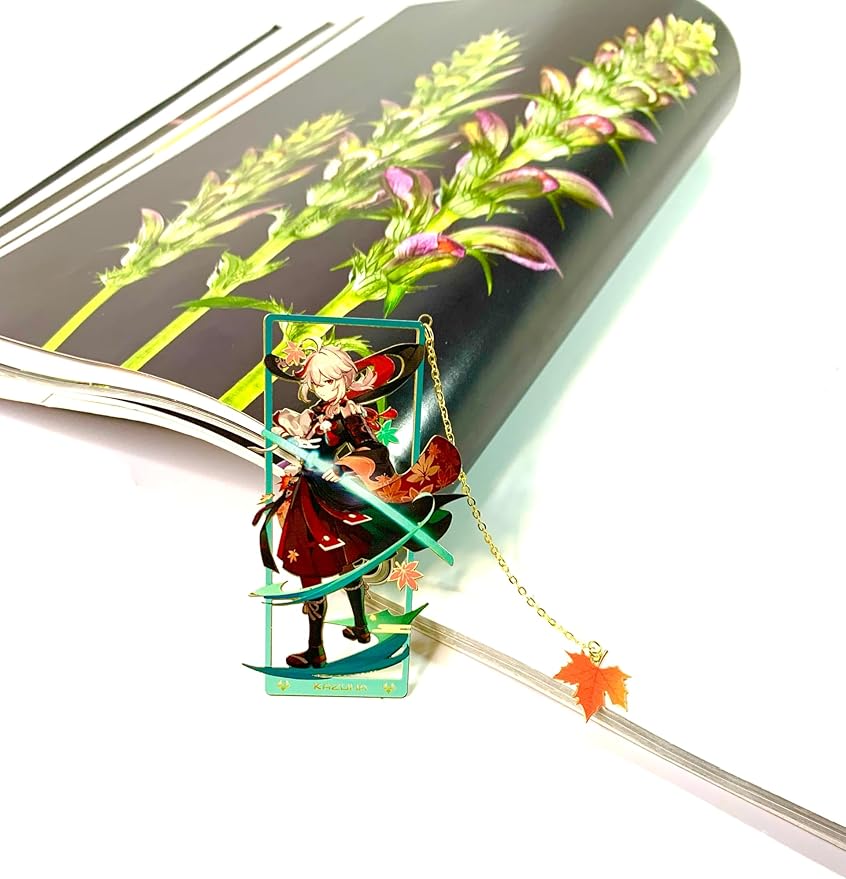 Genshin Impact Kazuha Brass Bookmarks with 3D Display Box for Women Men Sisters Friends - Birthday Gifts for Book Lovers - Zllada