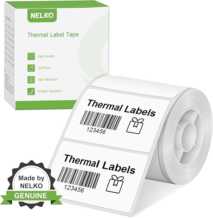 Thermal Labels for Nelko PM220 Label Maker, 2'' x 1.18'' (50x30mm) Thermal Sticker Label, Waterproof, Multi-Purpose Label Tape, 1 Roll of 230 Self-Adhesive Thermal Paper (White)