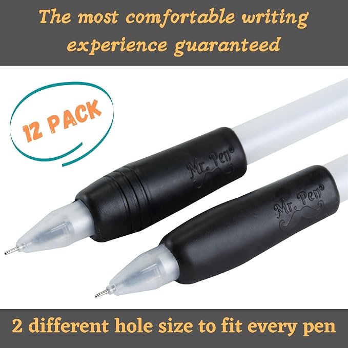 Mr. Pen Black Silicone Pencil and Pen Grip, 12 Pack, Ideal for Arthritis and Tendonitis