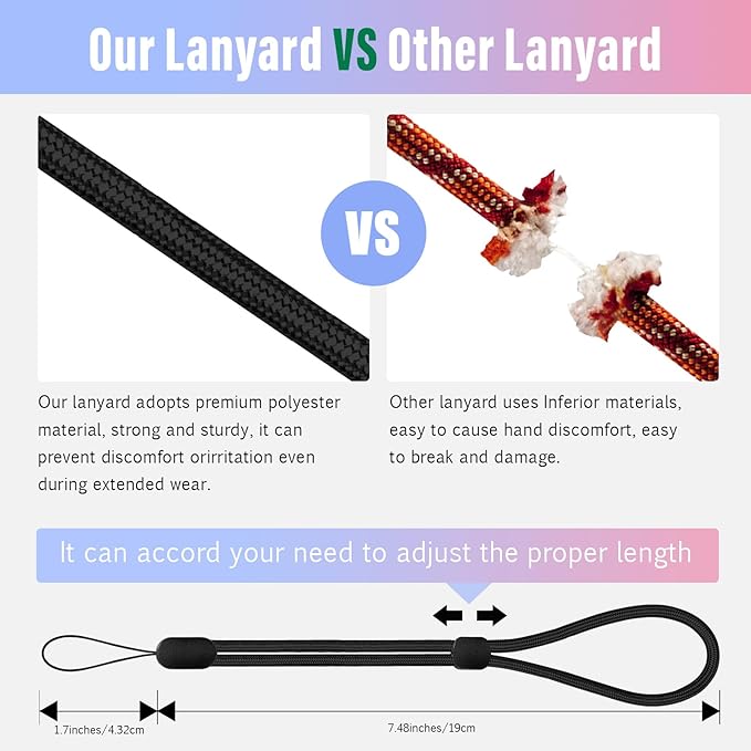 Wrist Strap Lanyard, 8 Pack Adjustable Wristlet Phone Lanyards for Keys, Cell Phone, Camera, USB Flash Drives, Flashlight, Keychain, ID Name Tag Badge(Black)