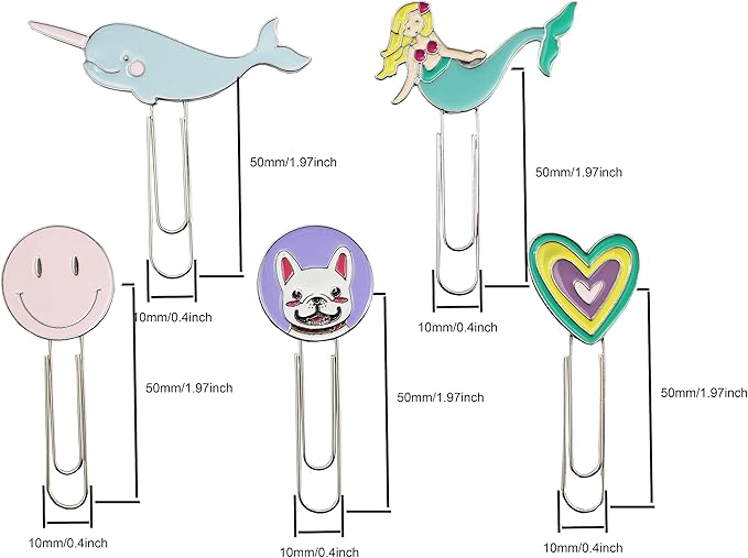 5PCS Paper Clips,Metal Paper Clips with Lovely Shape,Office Accessories for Desk Bookmark Office School Notebook