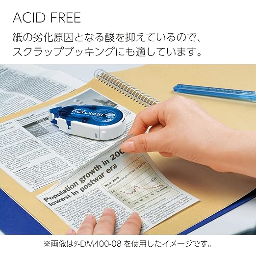 KOKUYO Glue Tape Refill for Scrapbooking, 3 Pack 52.5 Ft x 0.33 in Double Sided Tape Roller for Crafts, Blue Dot Pattern Tape Runner, Adhesive Scrapbook Supplies. Japan Import (TA-D400-08NX3)