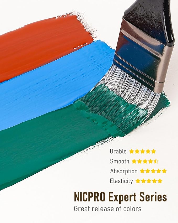 Nicpro 36pcs Paint Brush Set, Professional Paintbrushes with Palette Knife and Cloth Roll, Suitable for Artists and Beginners for Acrylic Painting, Oil, Watercolor, Gouache
