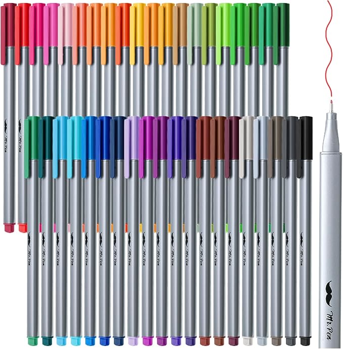 Mr. Pen- Fineliner Pens, 40 pcs, Colorful Pens, 0.4mm Fineliners Pens, Art Pens, Writing Pens Fine Point Pen, Color Pens Fine Point Smooth Writing Pens, Fine Tip pens, Drawing Pens, Fine Line Pens