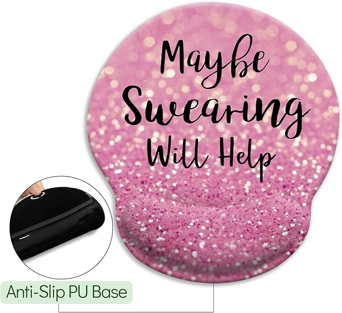 Cute Pink Ergonomic Mouse Pad with Wrist Rest, Gaming Mousepad Wrist Support with Non-Slip Pain Relief PU Base, Funny Computer Mouse Pads for Desk Work, Cute Office Desk Accessories Decor