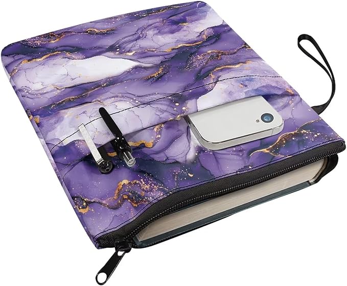 COEQINE Fashion Marble Book Covers for Paperbacks 9x11 Inch Portable Book Sleeves for Book Lovers Protector Paperbacks with Front Pockets