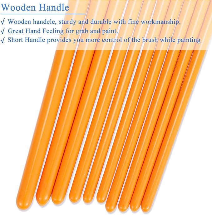 BOSOBO Paint Brushes Set, 2 Pack 20 Pcs Round Pointed Tip Paintbrushes Nylon Hair Artist Acrylic Paint Brushes for Acrylic Oil Watercolor, Face Nail Art, Miniature Detailing & Rock Painting, Orange