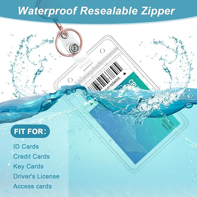 3 Pack Retractable Badge Reel Lanyard with 6 Pcs Waterproof ID Holder Retractable Stainless Steel Badge Reel Lanyard with ID Holder for Girl Women Teacher Adults (Black, Silver, Rose Gold)