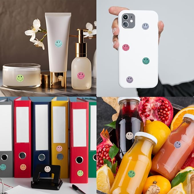 0.5 Inch Shiny Happy Face Stickers,Circle Dots Labels Reward Stickers Teachers Stickers(Multicolored)