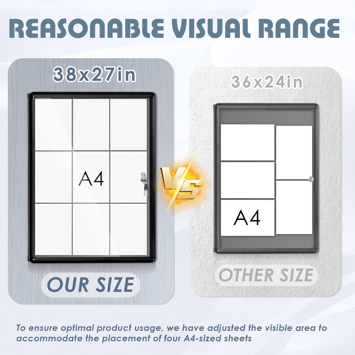 Enclosed Bulletin Board Lockable Display Case Message Board with Locking Door for Indoor, Grey Felt, Black Aluminum Frame, 38 X 28 in