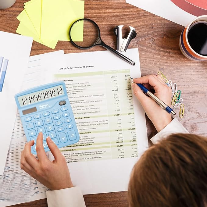 Blue Calculator, Basic Office Calculator, Desktop Calculator 12 Digit, Large LCD Display for Blue Office Supplies with Sensitive Button, Blue Desk Accessories, School Supplies……