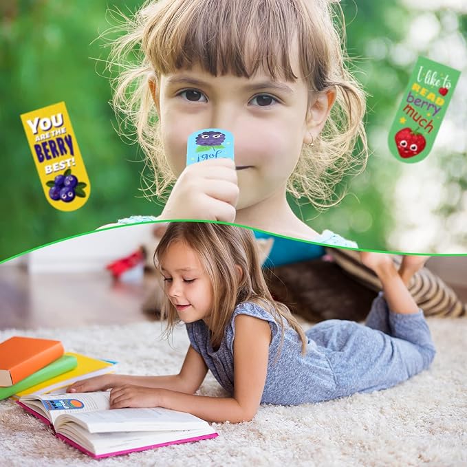 48 Pack Scented Bookmarks Magnetic Scratch and Sniff Bookmarks Fruit Food Bookmarks for Kids Cute Bookmarks with Sayings Christmas Bookmarks for Kids Students Teens Teachers (Fruit Flavor)