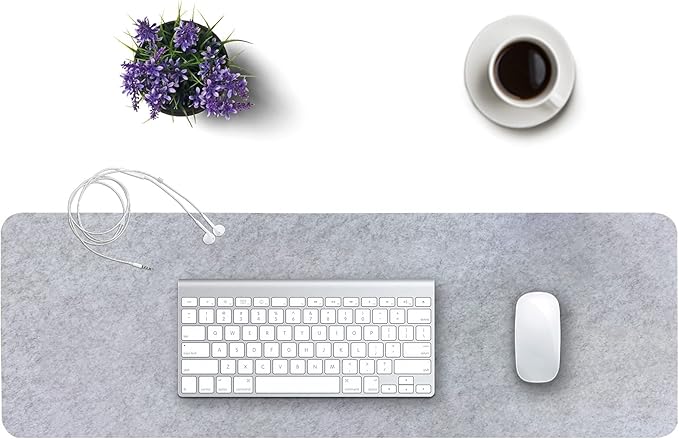 DawnTrees Felt Desk Pad,Keyboard Mat (35.5x12Inches),Large Felt Mouse Pad,Computer Desk Mat XL,Desk Protector for Office (Light Gray)