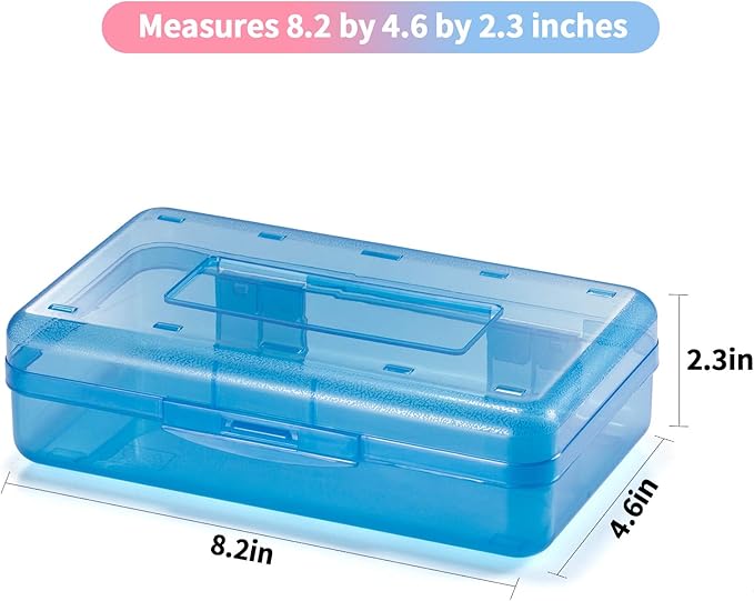 Sooez 3 Pack Pencil Case, Large Pencil Box Bulk, Clear Crayon Box Marker Pen Organizer, Plastic Storage Container with Snap-tight Lid, Stackable School Art Supply Bead Craft Organizer, Colorful