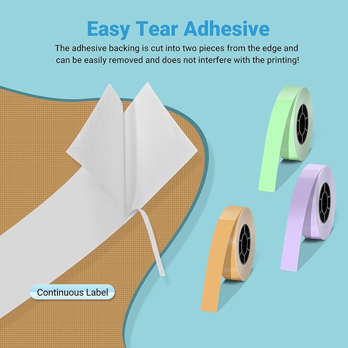 ORGBRO X1 Label Maker Tape, Genuine Thermal Label Print Paper 0.59"×275.6"(15mm×7m), Standard Laminated Office Labeling Tape Replacement, 3-Roll, Green/Purple/Orange