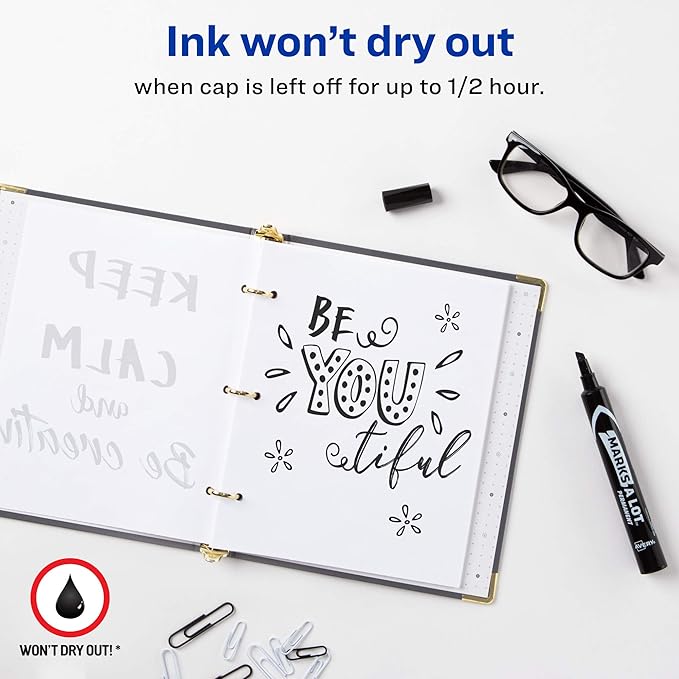 AVERY Marks-A-Lot Large Desk-Style Chisel Tip, Value Pack 36 Black Permanent Markers are perfect for signs and posters (98206)