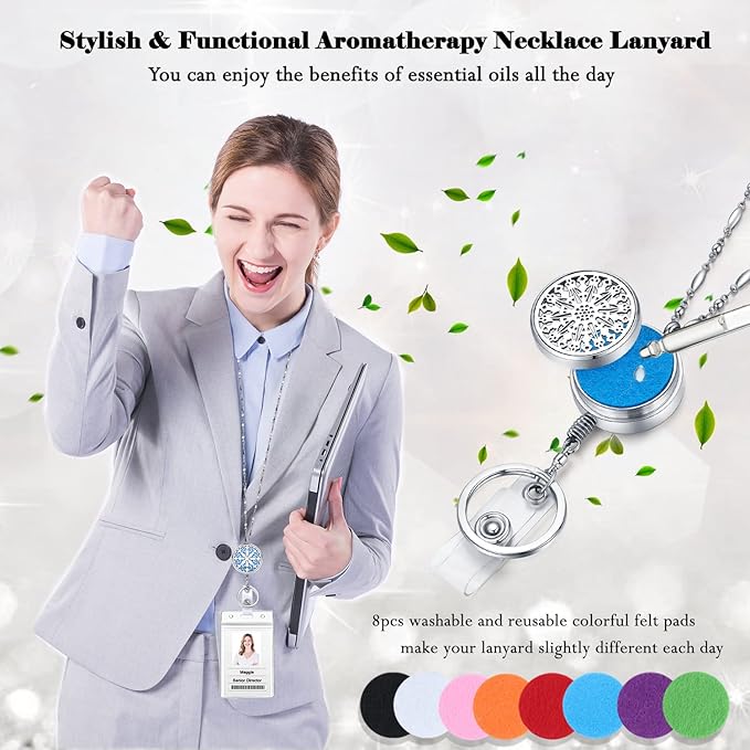 Retractable Lanyard ID Badge Holder Retractable Lanyards for ID Badges Women Cute Teacher Lanyard Necklace Nurse Accessories Work Diffuser Jewelry Strong Silver Chain Badge Reels Employee Mandala