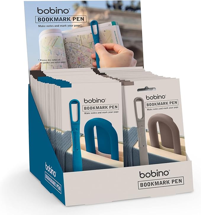 Bobino | Bookmark Pen | Planner Pens & Ballpoint Pens For Journaling | Flat Pen Bookmarks For Women | Book Markers For Women | Mini Pen Page Markers | Book Accessories & Planner Accessories | Charcoal