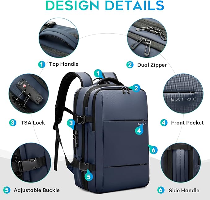 BANGE Air Vacuum Backpack with Pump,Air Packing Vacuum System Compression Back Pack, Expandable Anti Theft Backpack for Business Traveling