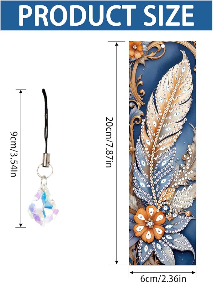 4-Piece 5D Diamond Painting Bohemian Style Bookmarks Set, DIY Craft Kit with Rhinestones – Unique Flower and Feather Designs, Handmade Art Craft Bookmarks with Tassels, Ideal Gift for Book Lovers