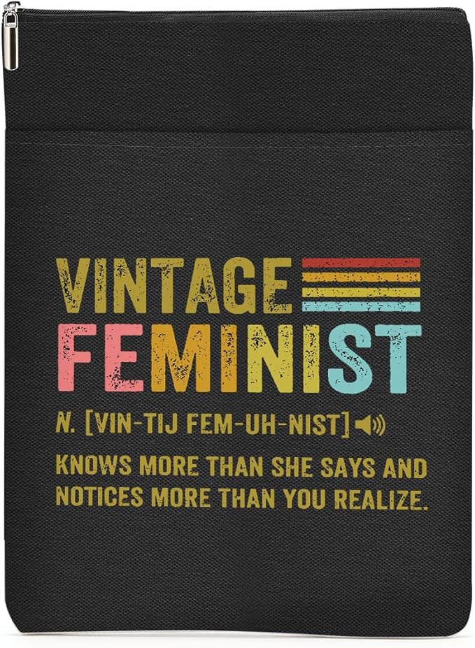 Book Themed Gifts Waterproof Book Sleeve Book Pouch Feminism Equality Rights Reading Gifts for Women Friend Book Covers for Paperbacks Book Accessories Book Protector with Zipper and Front Pocket