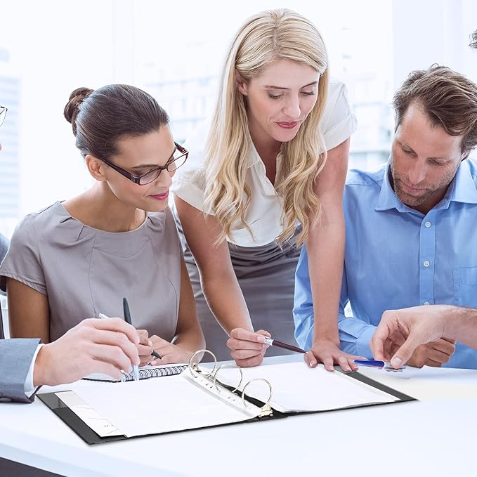 10 Packs 3 Inch Binders 3 Ring Heavy Duty Black Round Rings Bulk 11.6" x 10.4" Presentation Folder View Binder with Pockets Binder for School Office Home Gifts Favors Supplies