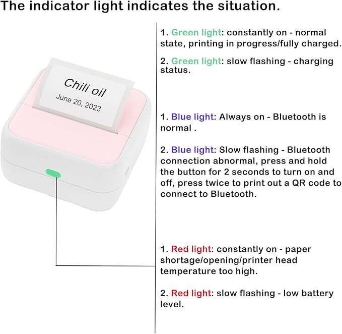 Mini Printer Sticker Printer Bluetooth for Phone Portable Thermal Print for Photo,Note,Journal,Memo,with 6 Rolls Thermal Paper（Pink）