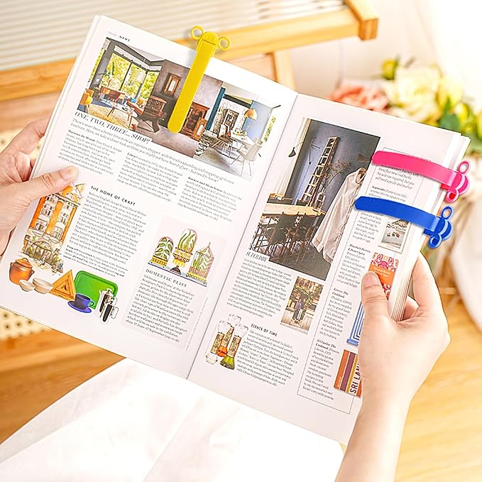 3pcs Page Bookmarks for Reading, Automatic Book Marks Tailored for Book Enthusiasts, Unique and Cute Book Page Holder Markers Clip Reading Accessories Gifts（Rose Yellow Blue）
