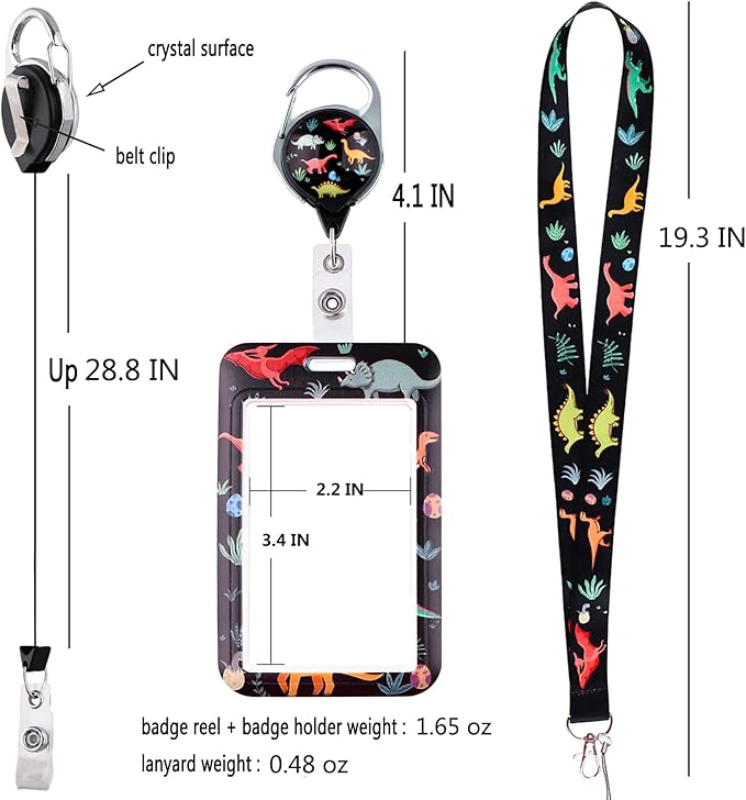 Red & Black ID Lanyard Badge Holder & Retractable Badge Reel Clip Horror Halloween Keychain Lanyard for Women Men Teens for ID Badges Cool Goth Key Lanyard ID Holder