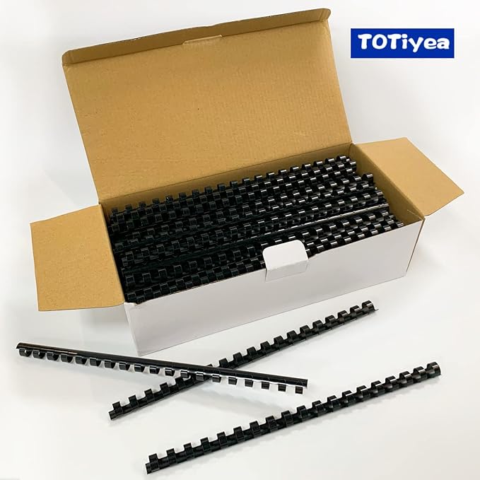 TOTiyea 30 Pack 19 Ring Plastic Binding Combs,3/4 Inch Diameter, 185 Sheet Capacity, Letter Size, Black Comb Binding Spines