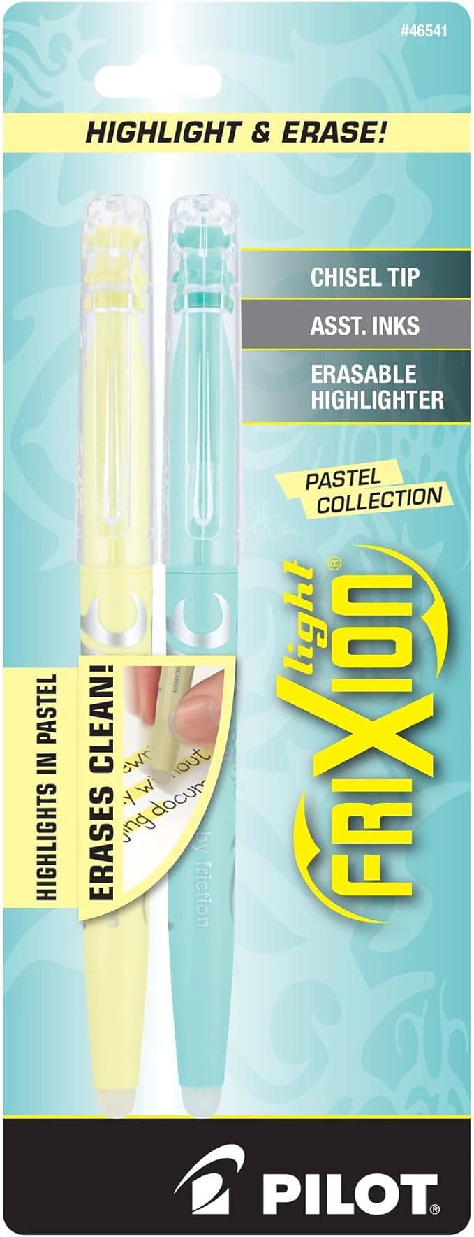 Pilot FriXion Light Pastel Erasable Highlighters, Chisel Tip, Assorted Colors, 2 Count