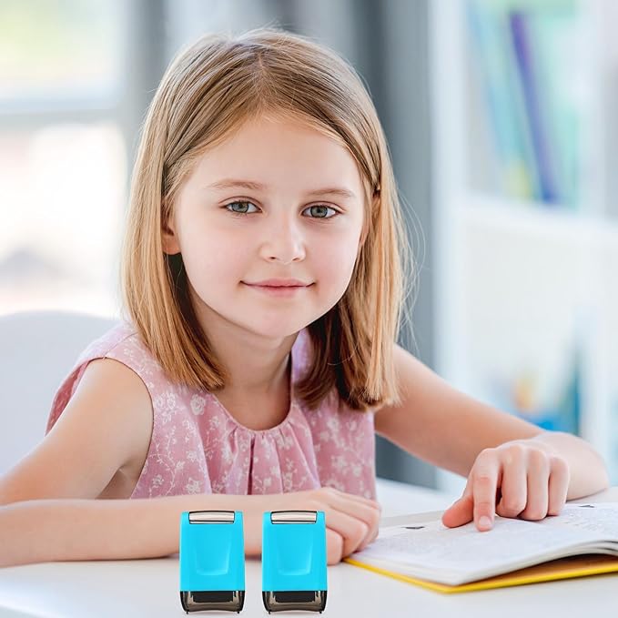 Sherr 2 Handwriting Line Stamp Roller Dashed Handwriting Lines Practice Roller Stamp for Kids, Teachers Kindergarten Education Classroom Back to School Need(2.72 x 2.44 x 1.54 Inch,Blue)