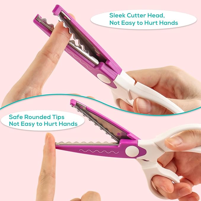6Pcs/Set Craft Scissors Decorative Paper Edge Scissors With Storage Box Set, 5 Kinds Zig Zag Edges Scissors Great for DIY Projects Paper Card,Photo, Scrapbook,Office School Home Manual (Violet)