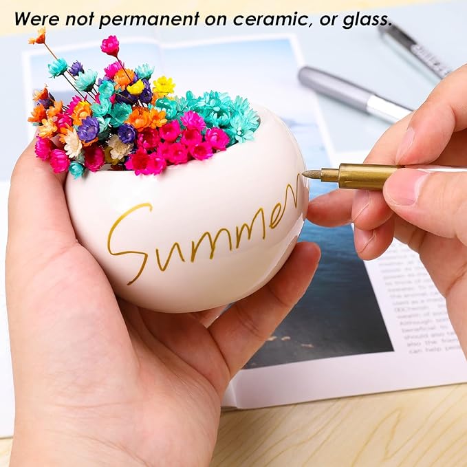 Dyvicl Metallic Markers Pens - Silver and Gold Paint Pens for Black Paper, Glass, Rock Painting, Halloween Pumpkin, Card Making, Scrapbook Album, Christmas DIY Art Craft Kids, Set of 4