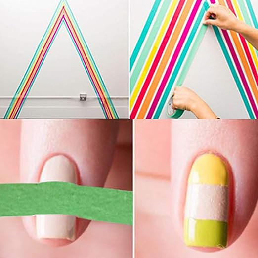 Colored Masking Tape, Colored Painters Tape for Arts & Crafts, Labeling or Coding - Art Supplies for Kids - 6 Different Color Rolls - Masking Tape 1 Inch x 13 Yards (2.4cm X 12m)