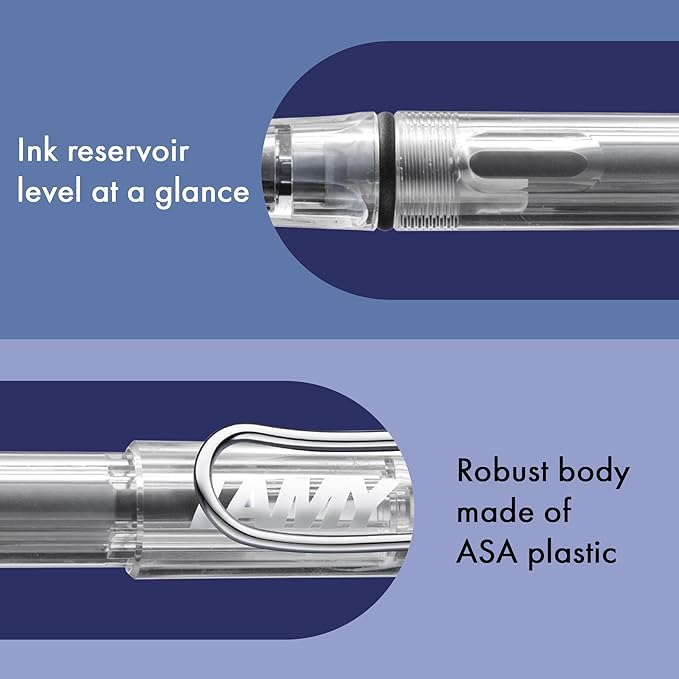 LAMY safari vista - Fountain Pen with ergonomic grip & polished steel nib in size B - ideal for any Writing & Calligraphy - including LAMY T 10 blue cartridge - Right-Handed