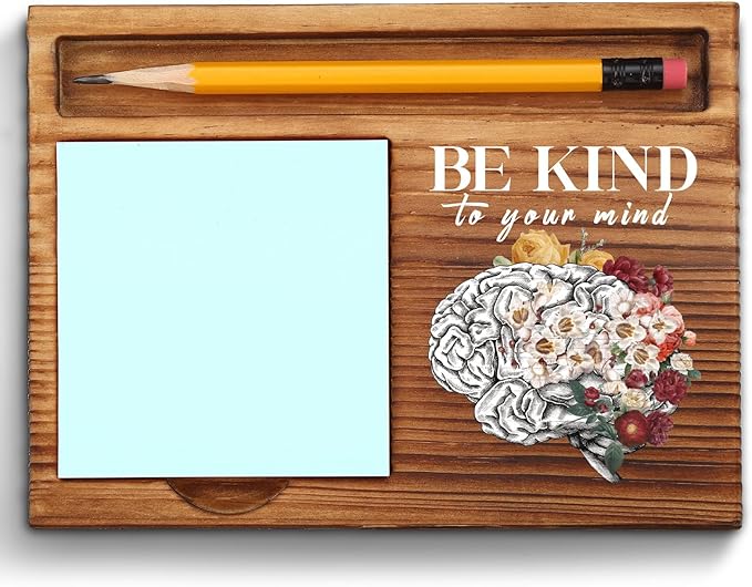 Be Kind to Your Mind Mental Health Sticky Note Holder Gifts for Therapy Therapist School Counselor Women Men Psychologist Self Care CBT Self-Stick Note Pad Holders ZSS33