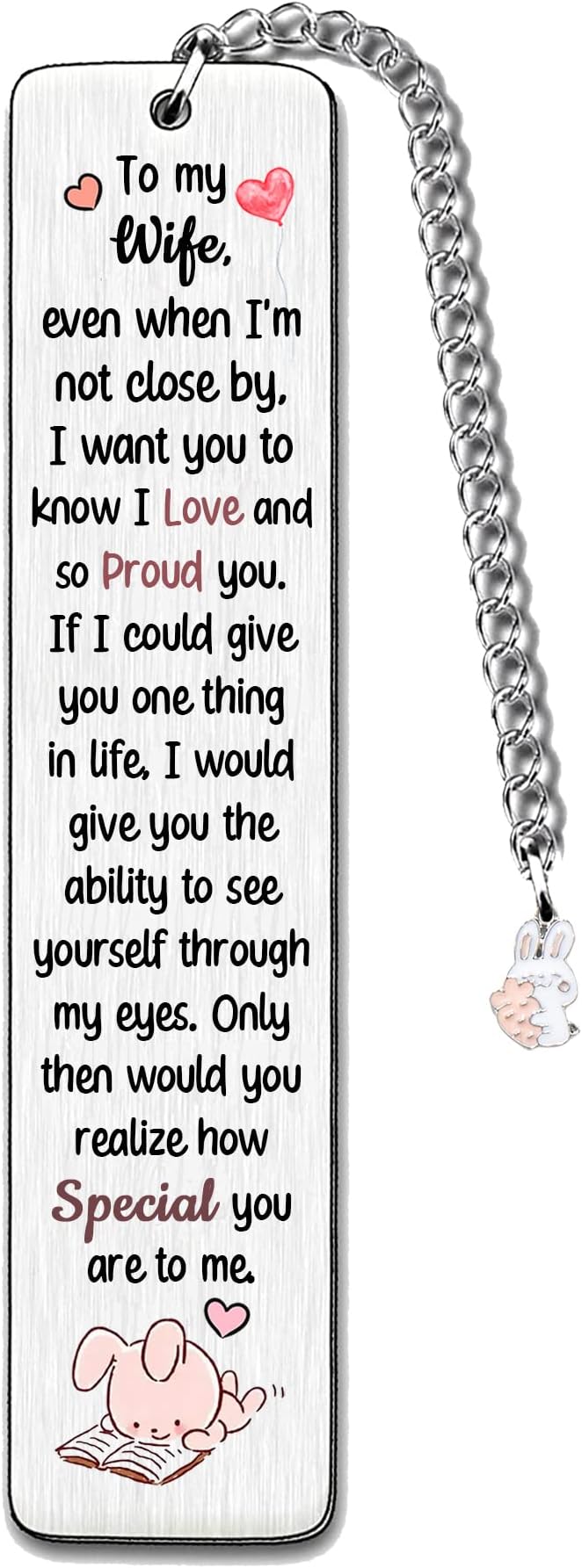 Wife Bookmarks Birthday Gift Woman Christmas Encourage Bookmark Valentines Day Distance Miss You Cute Rabbit Present Appreciate Wedding Anniversary Love Reminder Keepsakes I Love Proud of You for Her
