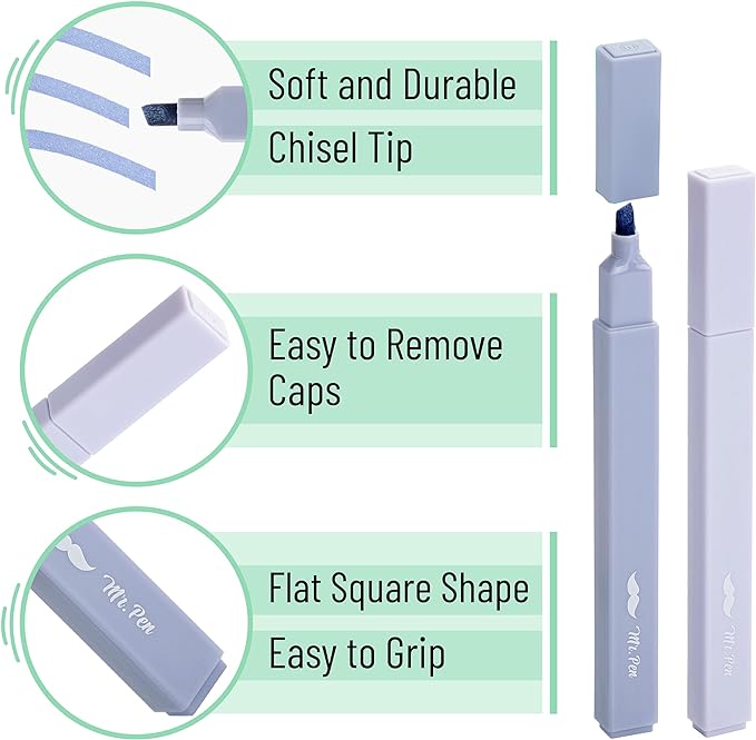 Mr. Pen- Aesthetic Highlighters, 6 pcs, Chisel Tip, Morandi Colors, No Bleed Bible Highlighter Pastel, Highlighters Assorted Colors, Pastel Highlighter Set, Cute Highlighters
