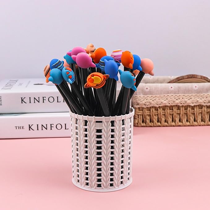 Cute Kawaii Pens, Cartoon Fun Pens Gel Ink Creative Planet Pens Novelty Cool Ballpoint Neutral Pens Office Back to School Supplies for Writing, Kids Teachers Gifts, Black Refill 0.5mm (Set of 30)