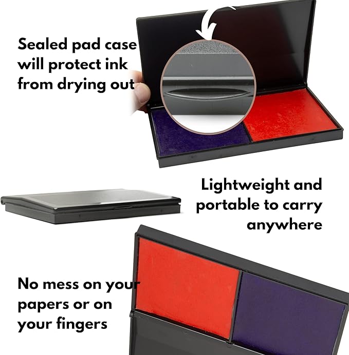 Ink Pad for Rubber Stamps, Stamp Pad for Clear Impression Stamping, Quality Felt Pad Black Ink, Red Ink, Blue Ink L (3.5 * 6.3) (Red & Blue)