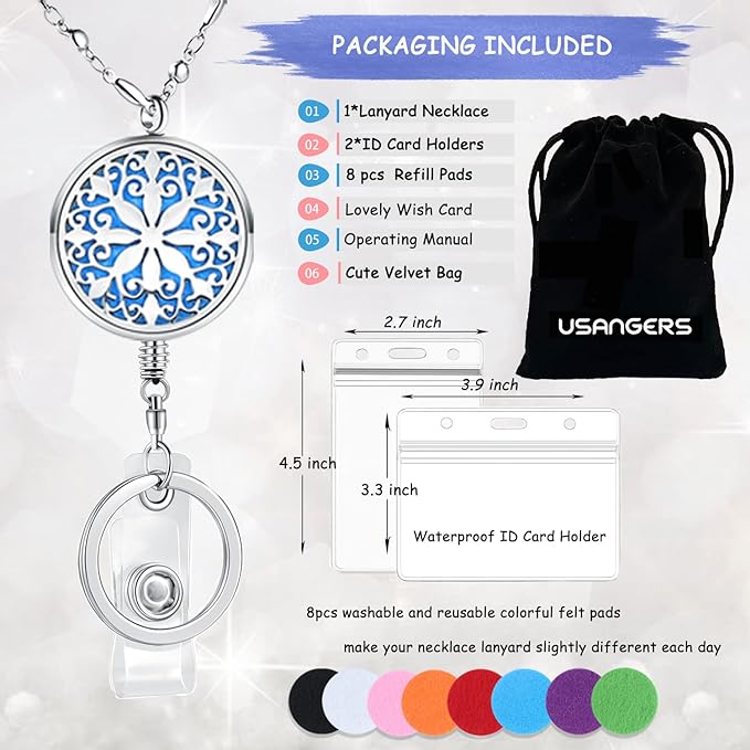 Retractable Lanyard ID Badge Holder Retractable Lanyards for ID Badges Women Cute Teacher Lanyard Necklace Nurse Accessories Work Diffuser Jewelry Strong Silver Chain Badge Reels Employee Mandala