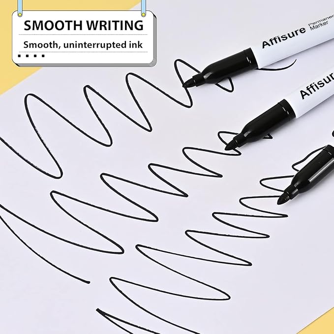 Permanent markers, 100 packs permanent markers bulk, quick drying in one second, waterproof, smooth, not easy to erase, durable, can be marked on glass, tiles and cloth, office supplies …