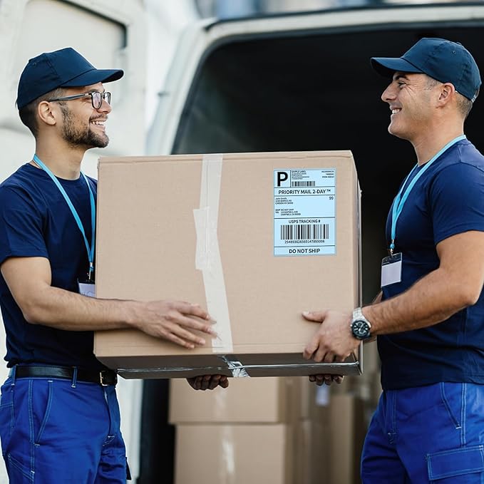 Phomemo 4X6'' Thermal Shipping Label - Pack of 100 4x6 Fan-Fold Label for Shipping Labels, Address, Mail, Product Logo Labels, Commercial Grade, Blue